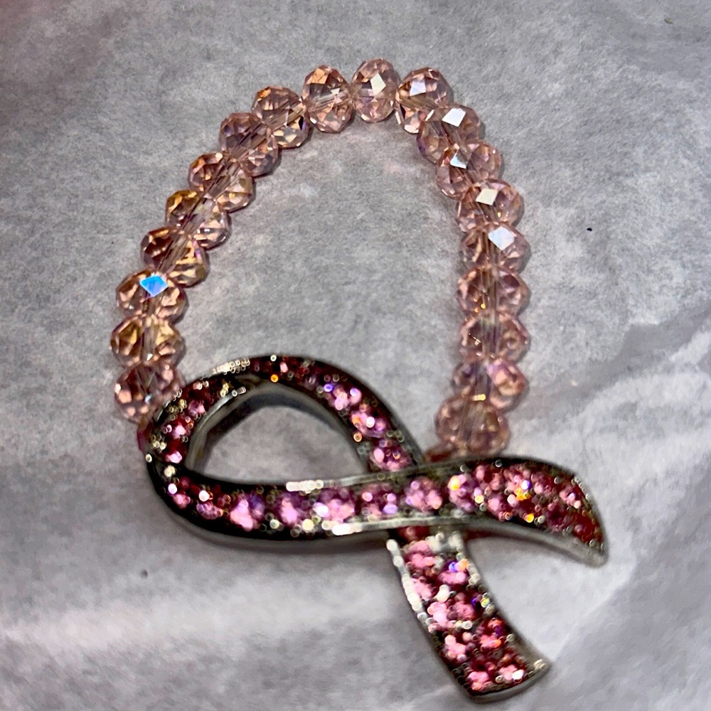 Breast Cancer Awareness Pink Crystal Bracelet.  Like New.  Clean.